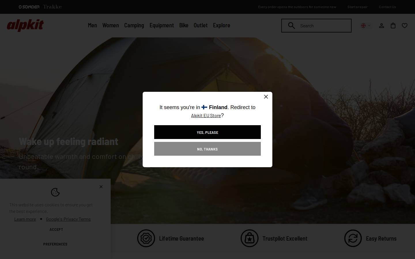 Alpkit homepage screenshot