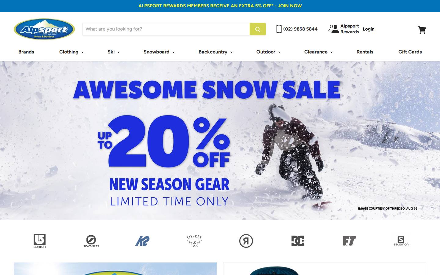 alpsport.com.au homepage screenshot