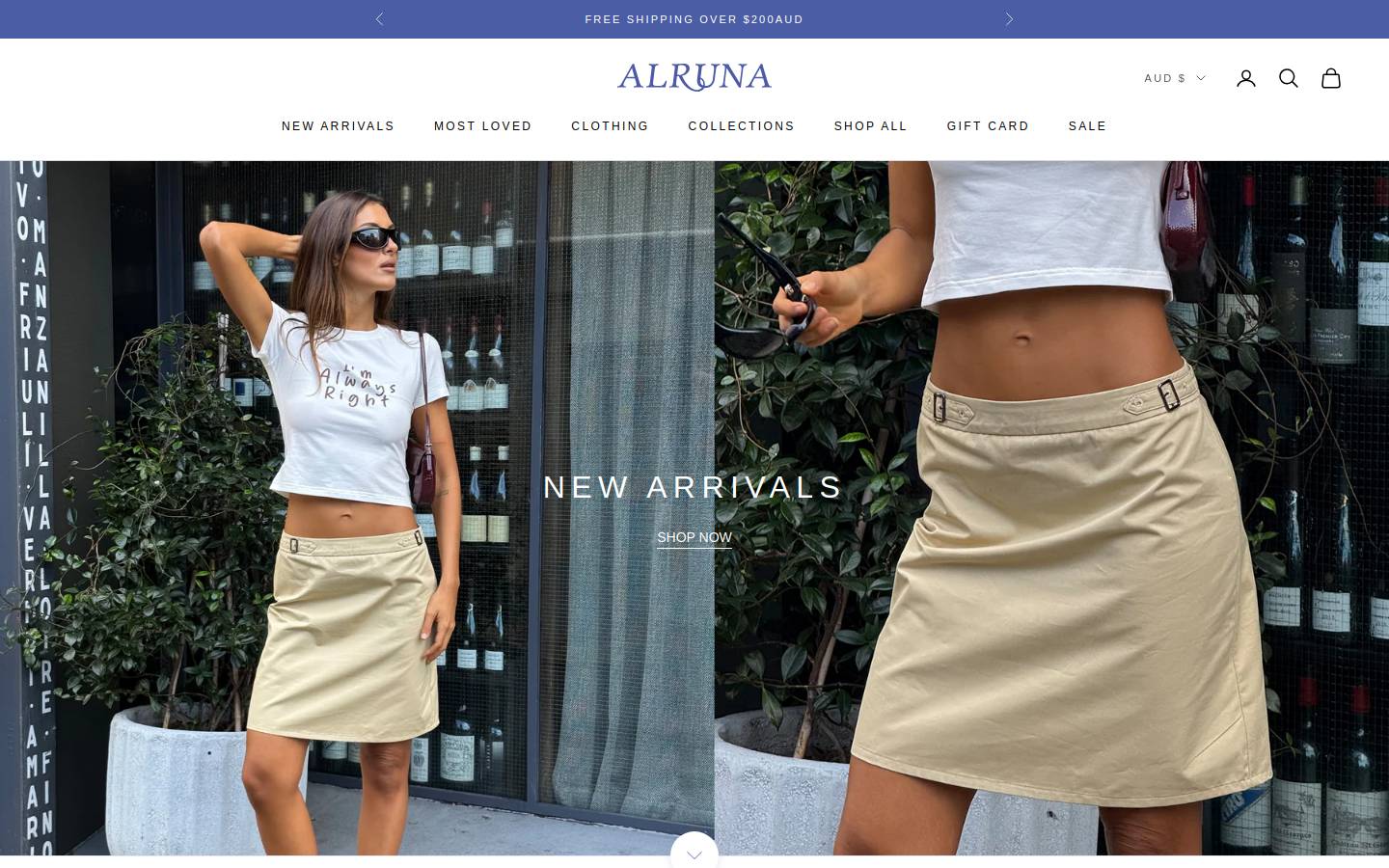 alrunafashion.com homepage screenshot