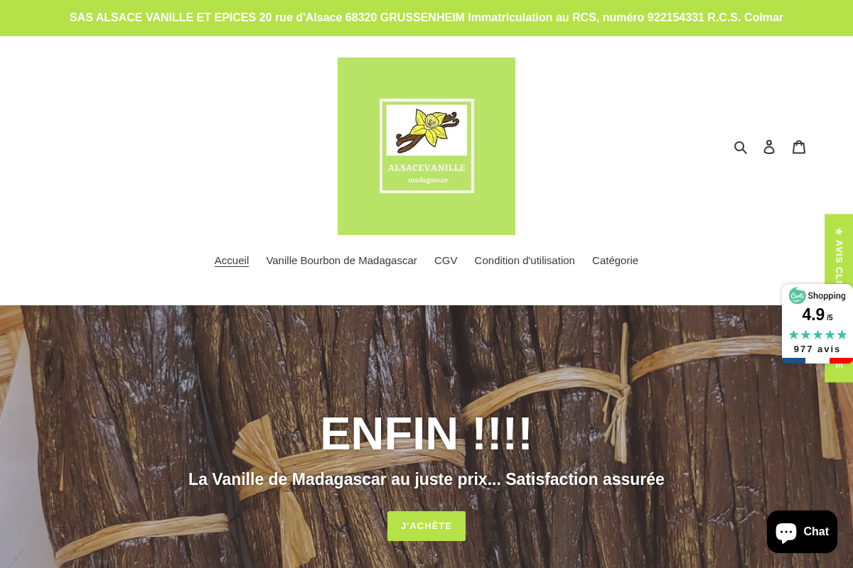 Alsacevanille homepage screenshot