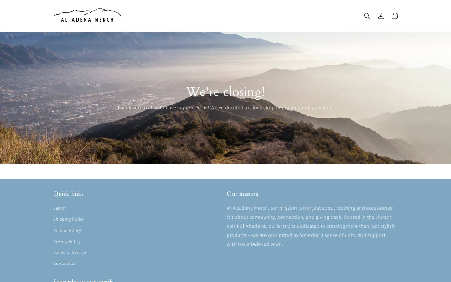 altadenamerch.com homepage screenshot