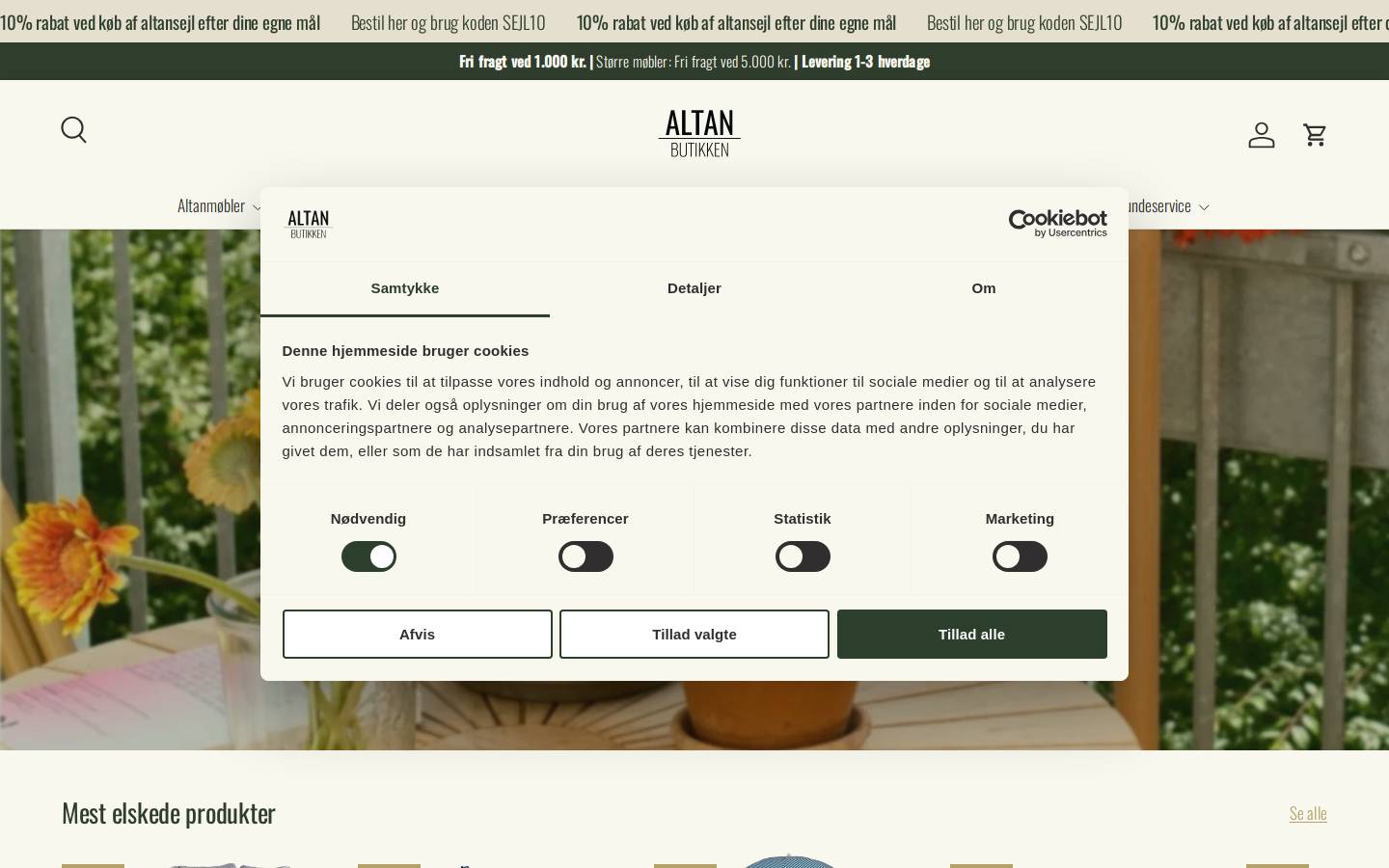 Altanbutikken homepage screenshot