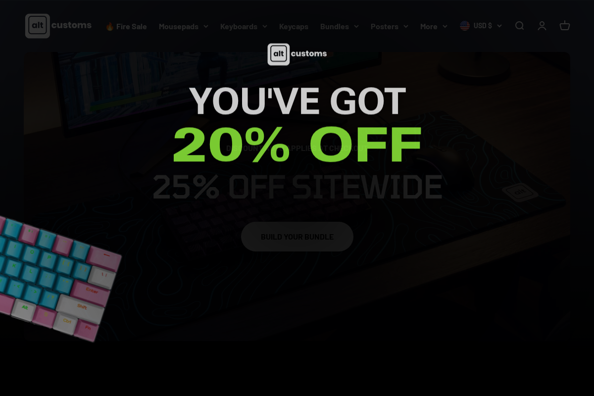 Altcustoms homepage screenshot