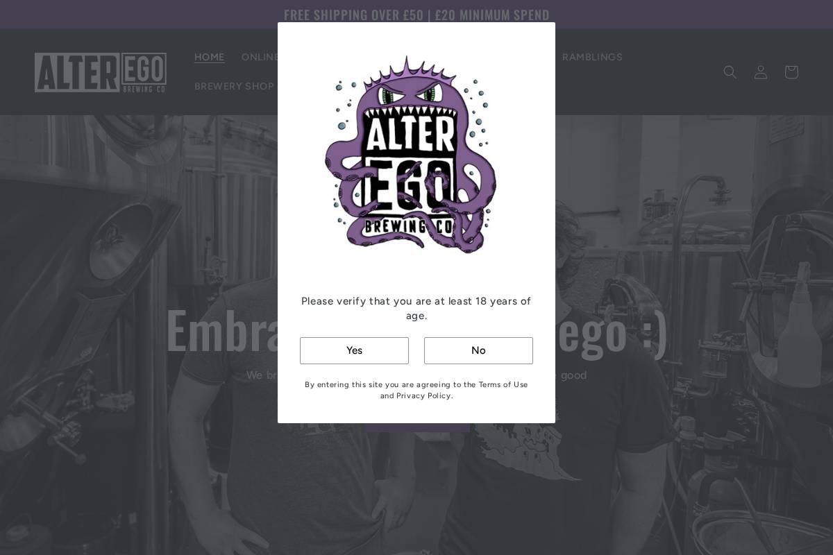 alteregobrewing.co homepage screenshot