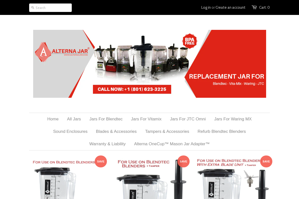 Alterna Jars and Blades for Blendtec, Waring, Vitamix, Omni Good4U etc homepage screenshot