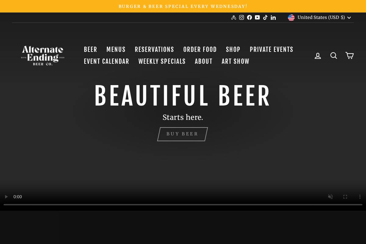 alternateendingbeerco.com homepage screenshot