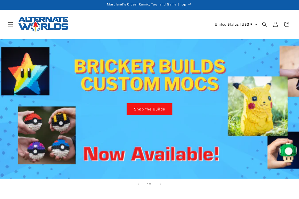 Alternate Worlds homepage screenshot