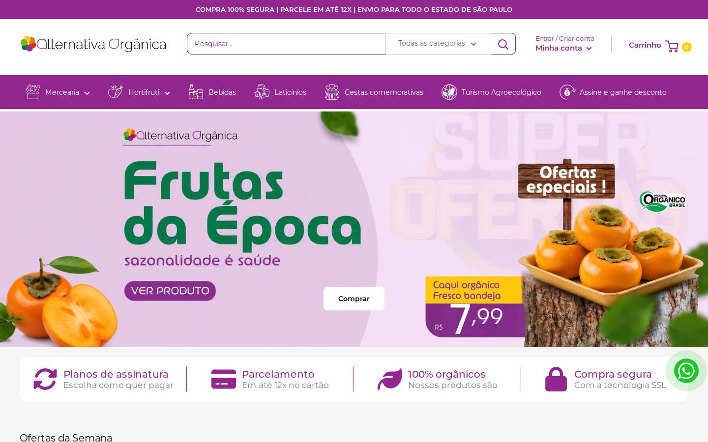 alternativaorganica.com.br homepage screenshot