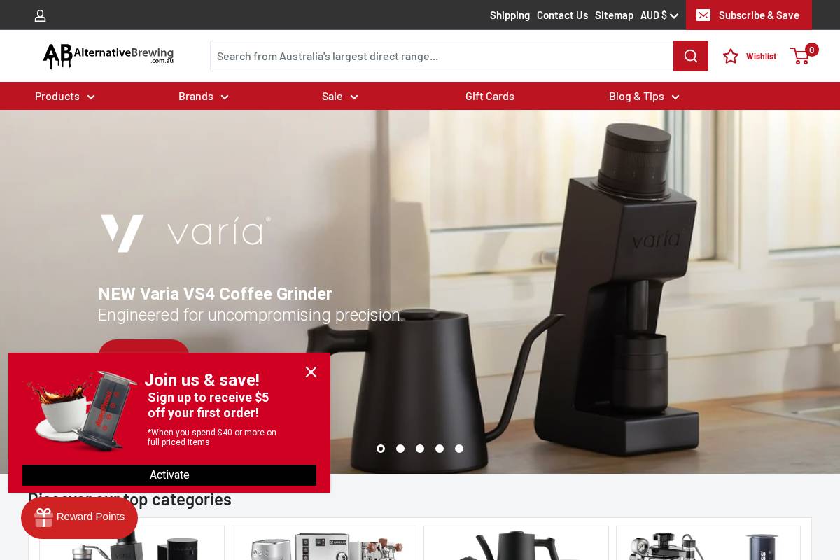 Alternative Brewing homepage screenshot