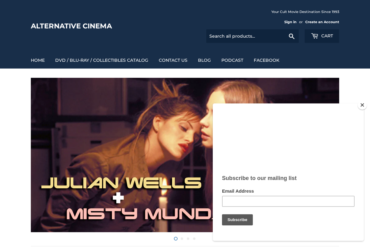 Alternative Cinema homepage screenshot