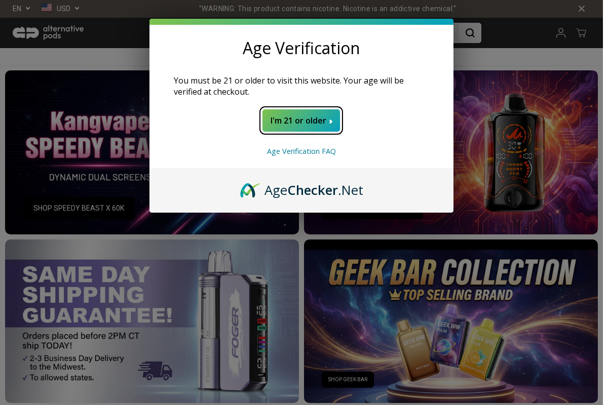 Alternativepods.com homepage screenshot
