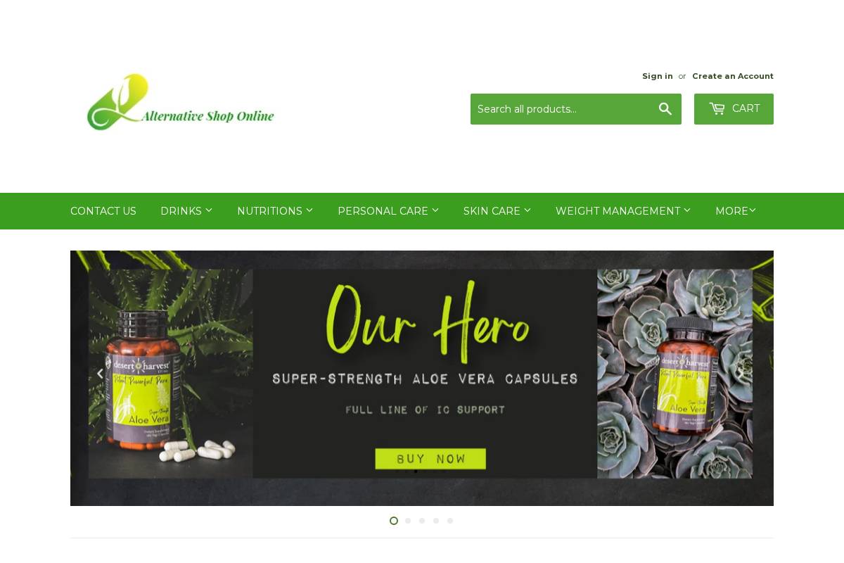 alternativeshoponline.com homepage screenshot