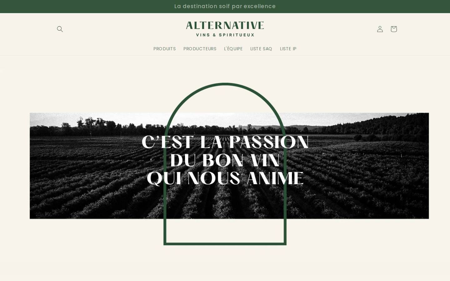alternativevins.com homepage screenshot