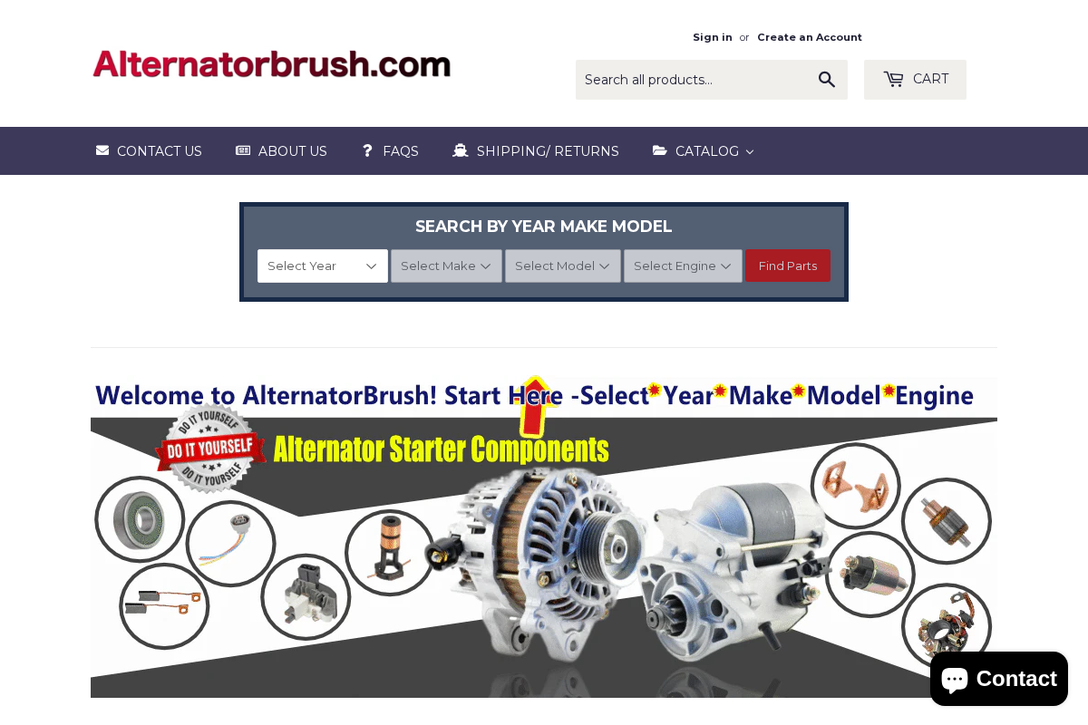 alternatorbrush.com homepage screenshot