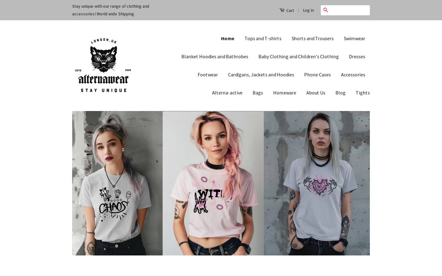 alternawearclothing.com homepage screenshot