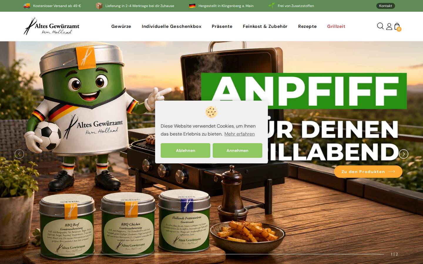 altesgewuerzamt.de homepage screenshot