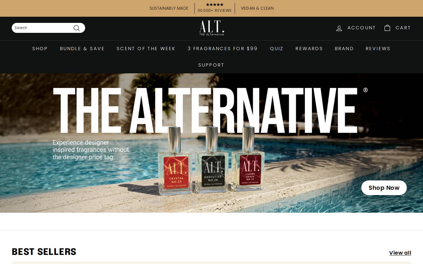 ALT. Fragrances homepage screenshot