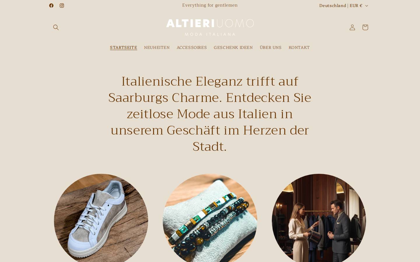 ALTIERI UOMO - Moda Italiana homepage screenshot