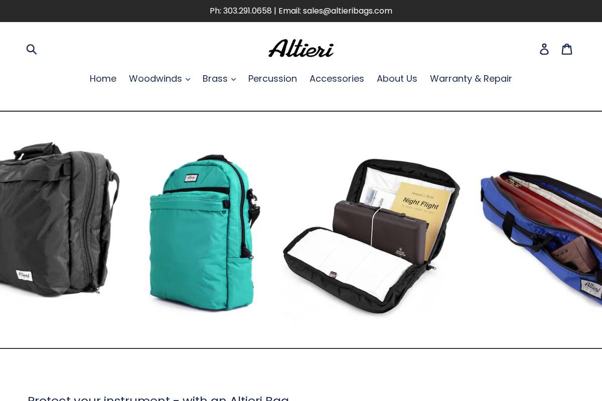 altieribags.com homepage screenshot
