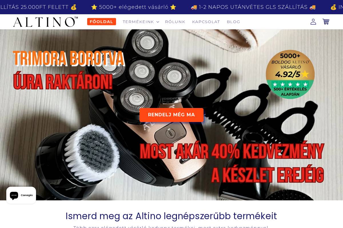 altino.hu homepage screenshot