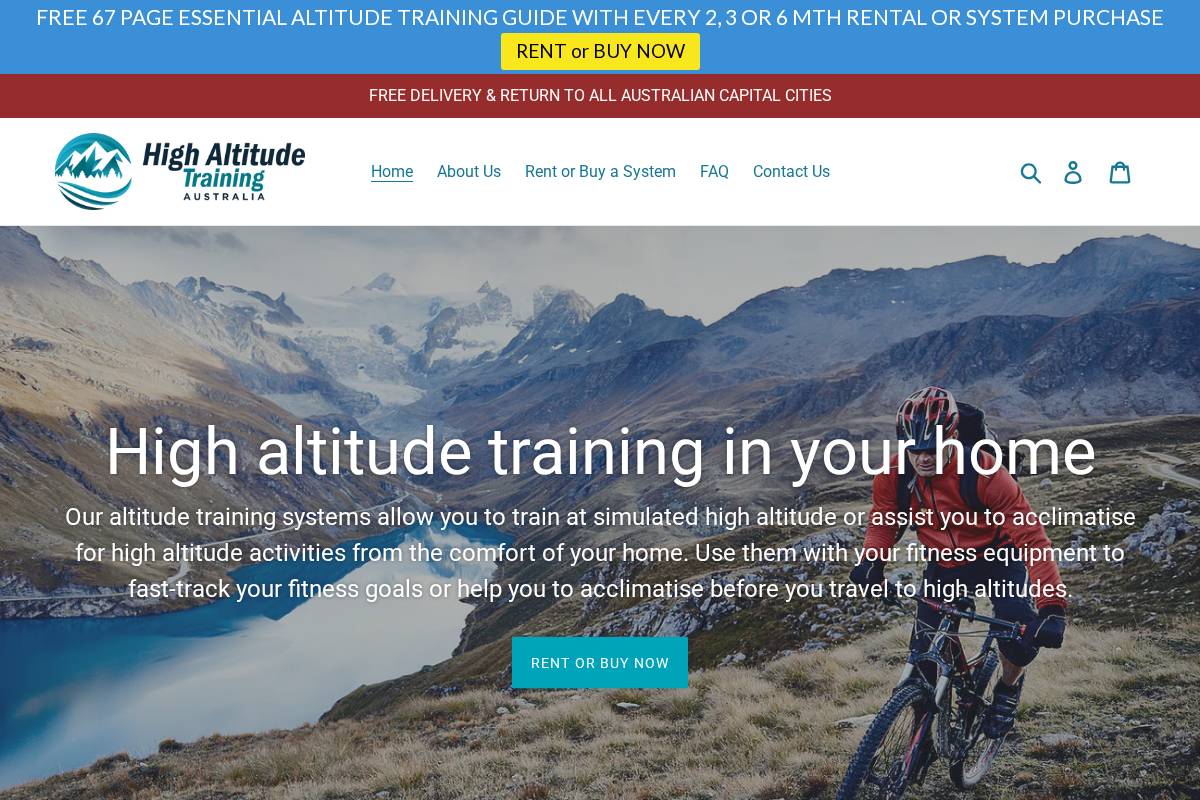 altitude-training.com.au homepage screenshot
