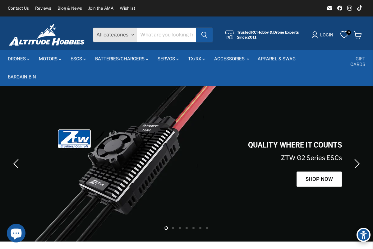 Altitude Hobbies homepage screenshot