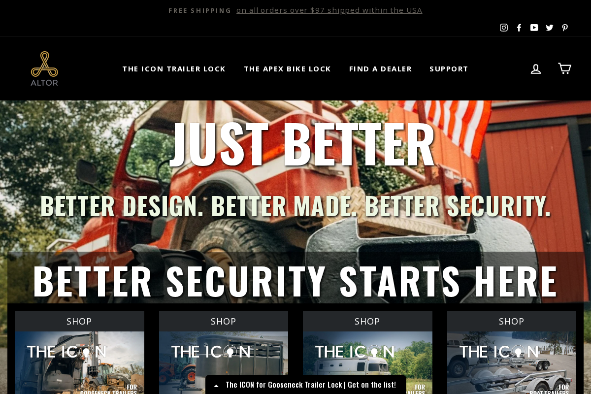 Altor Locks homepage screenshot