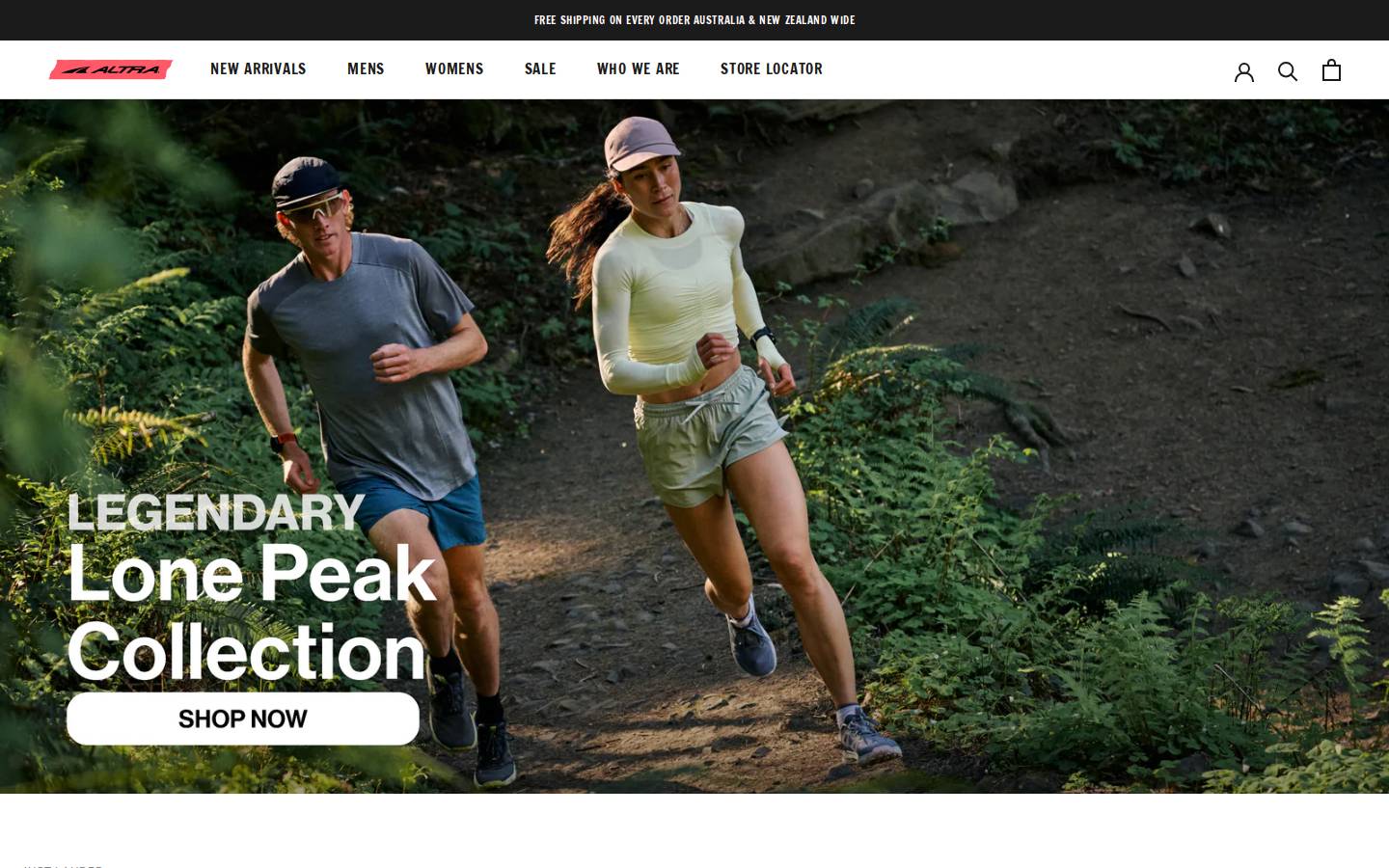 Altra Running homepage screenshot