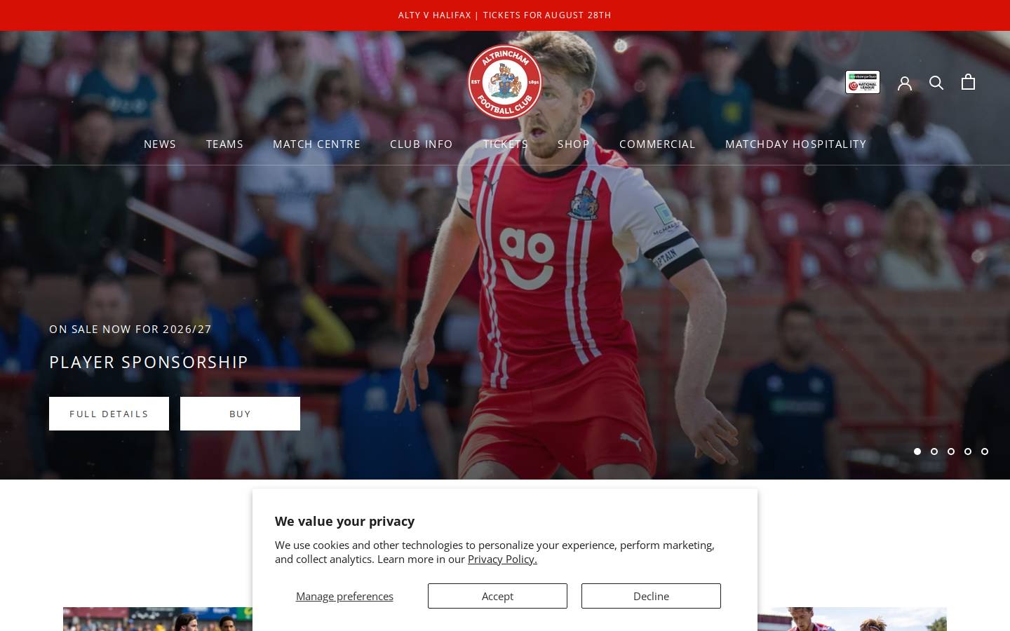 Altrincham homepage screenshot