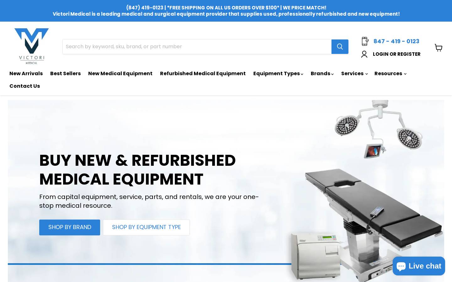 Victori Medical homepage screenshot