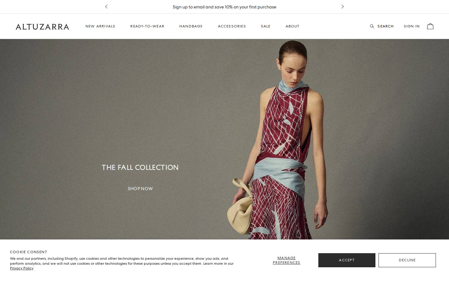 altuzarra.com homepage screenshot