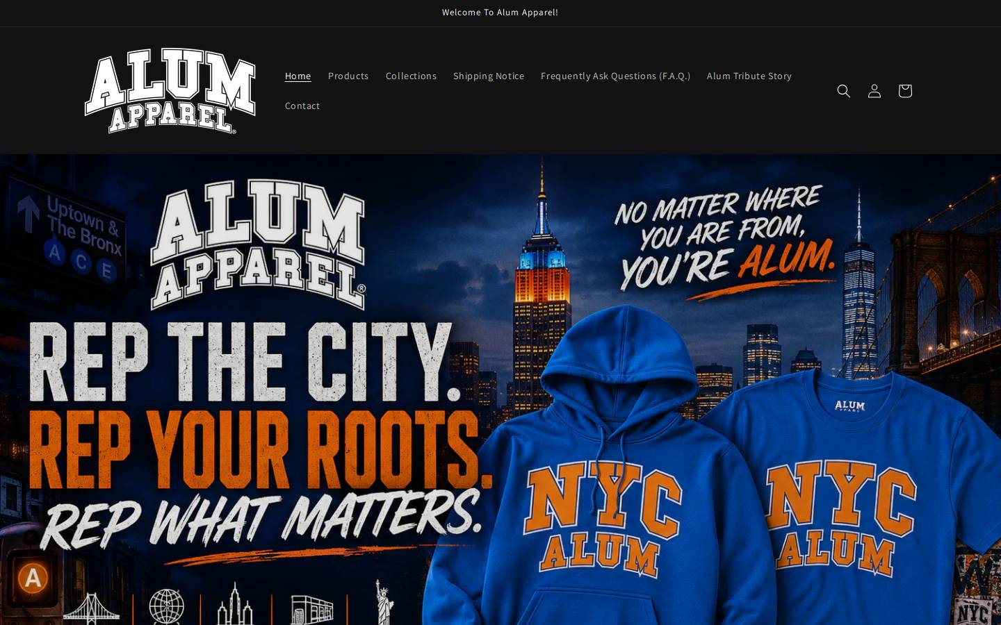 alumapparel.com homepage screenshot