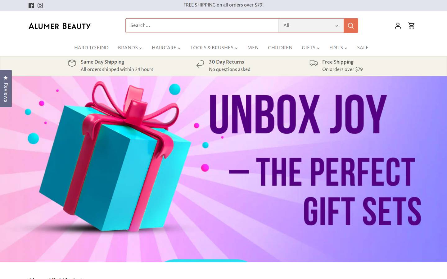 alumerbeauty.com homepage screenshot