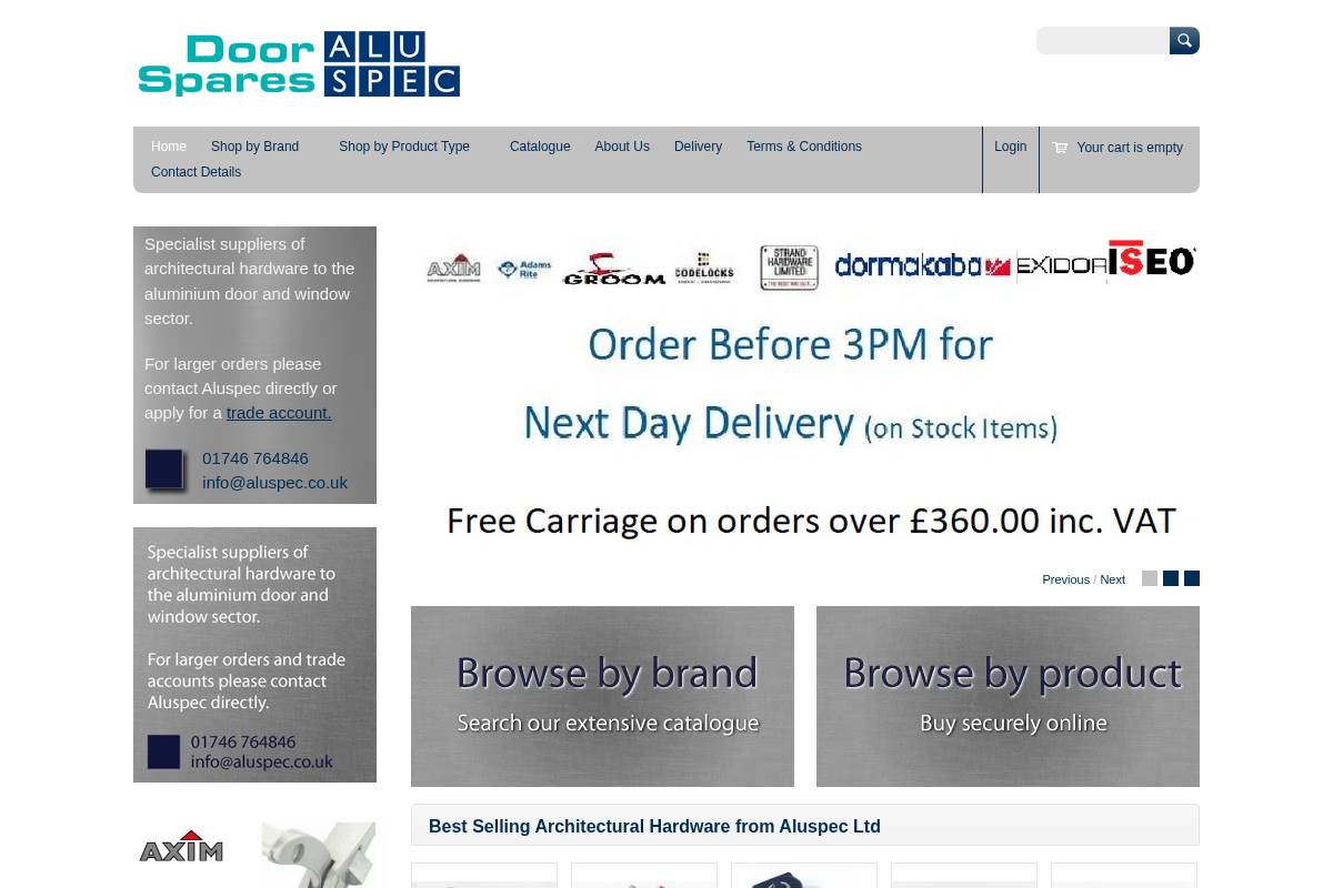 aluspec.co.uk homepage screenshot