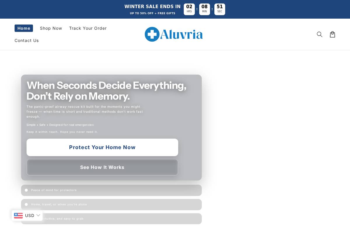 aluvria.com homepage screenshot