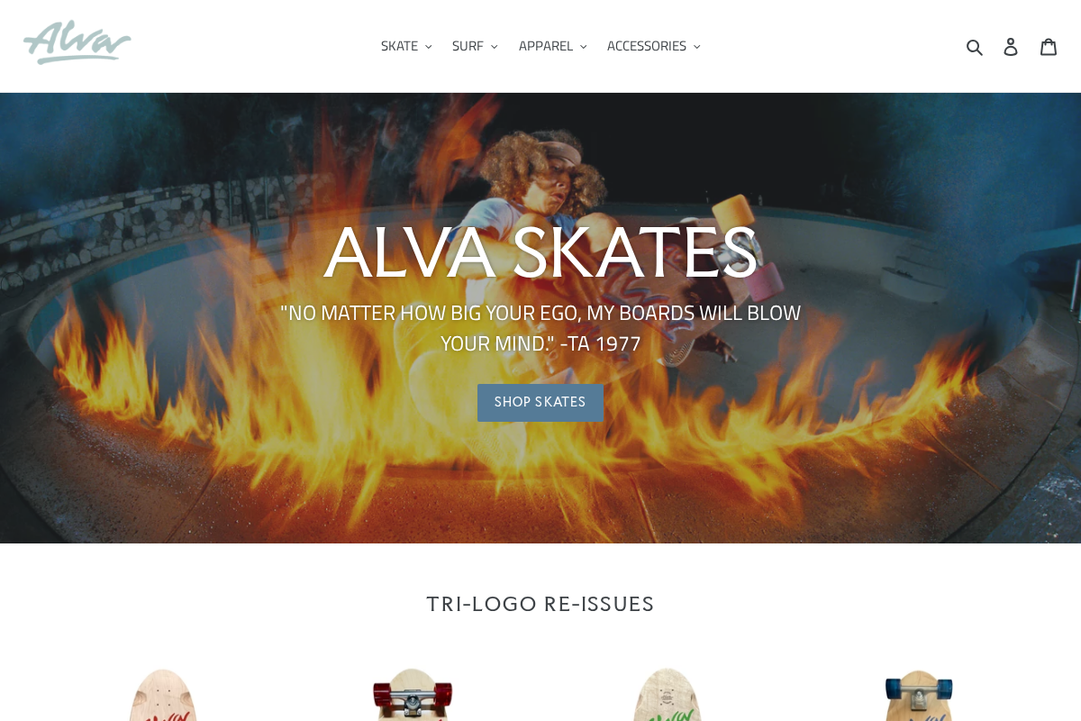 alva-skates.com homepage screenshot