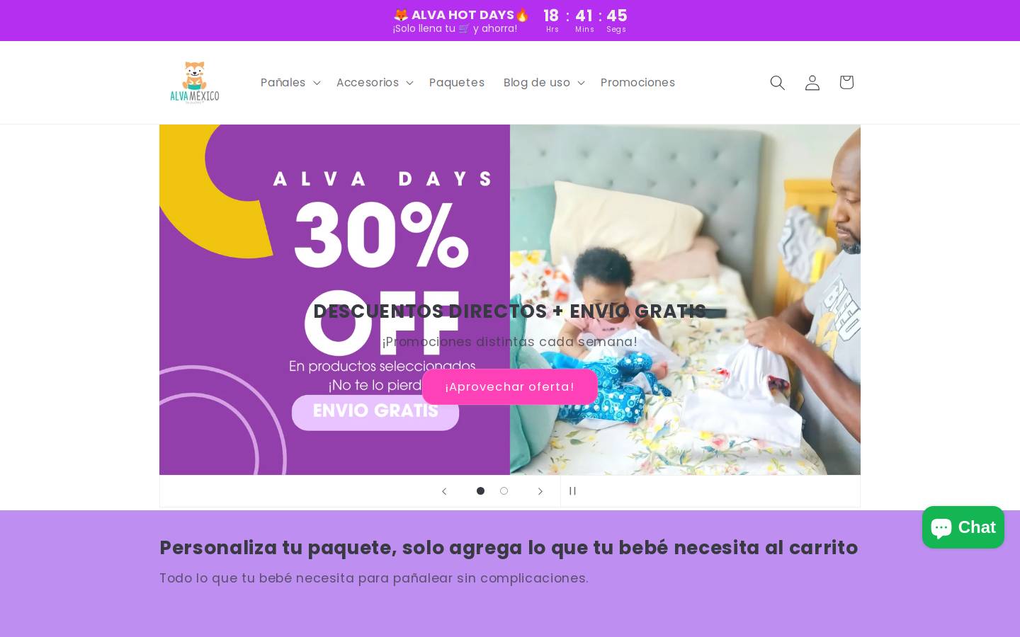 alvamexico.com homepage screenshot