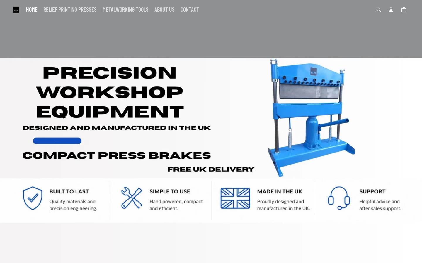 alvaproducts.co.uk homepage screenshot