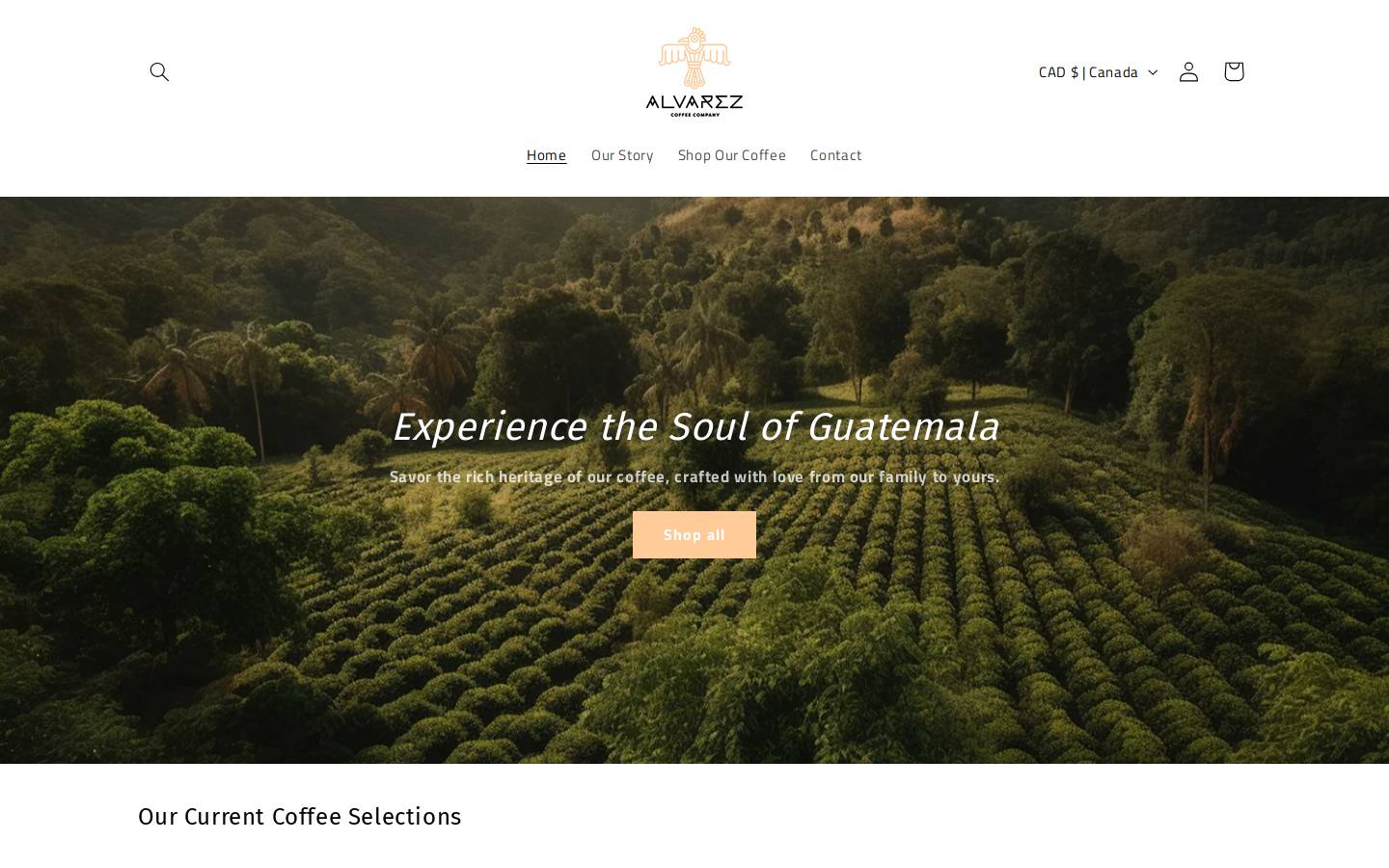 alvarezcoffee.com homepage screenshot