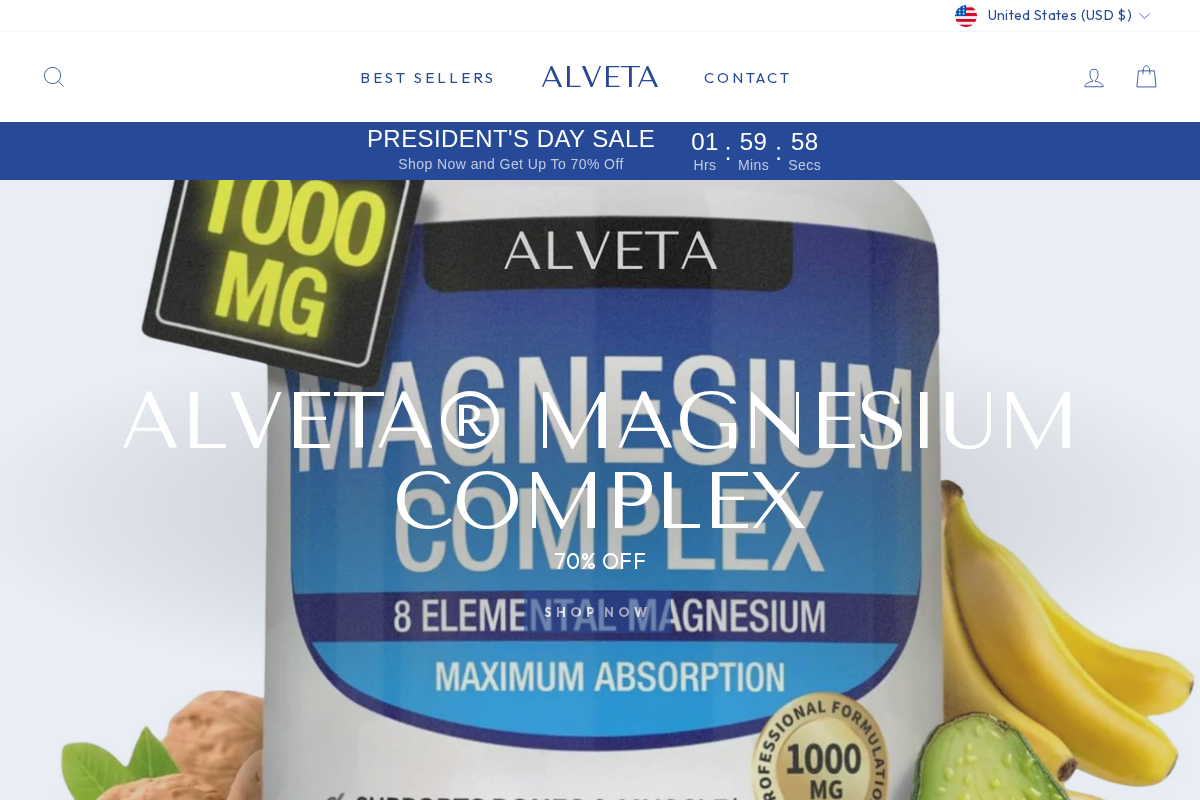 Alvetashoponline homepage screenshot