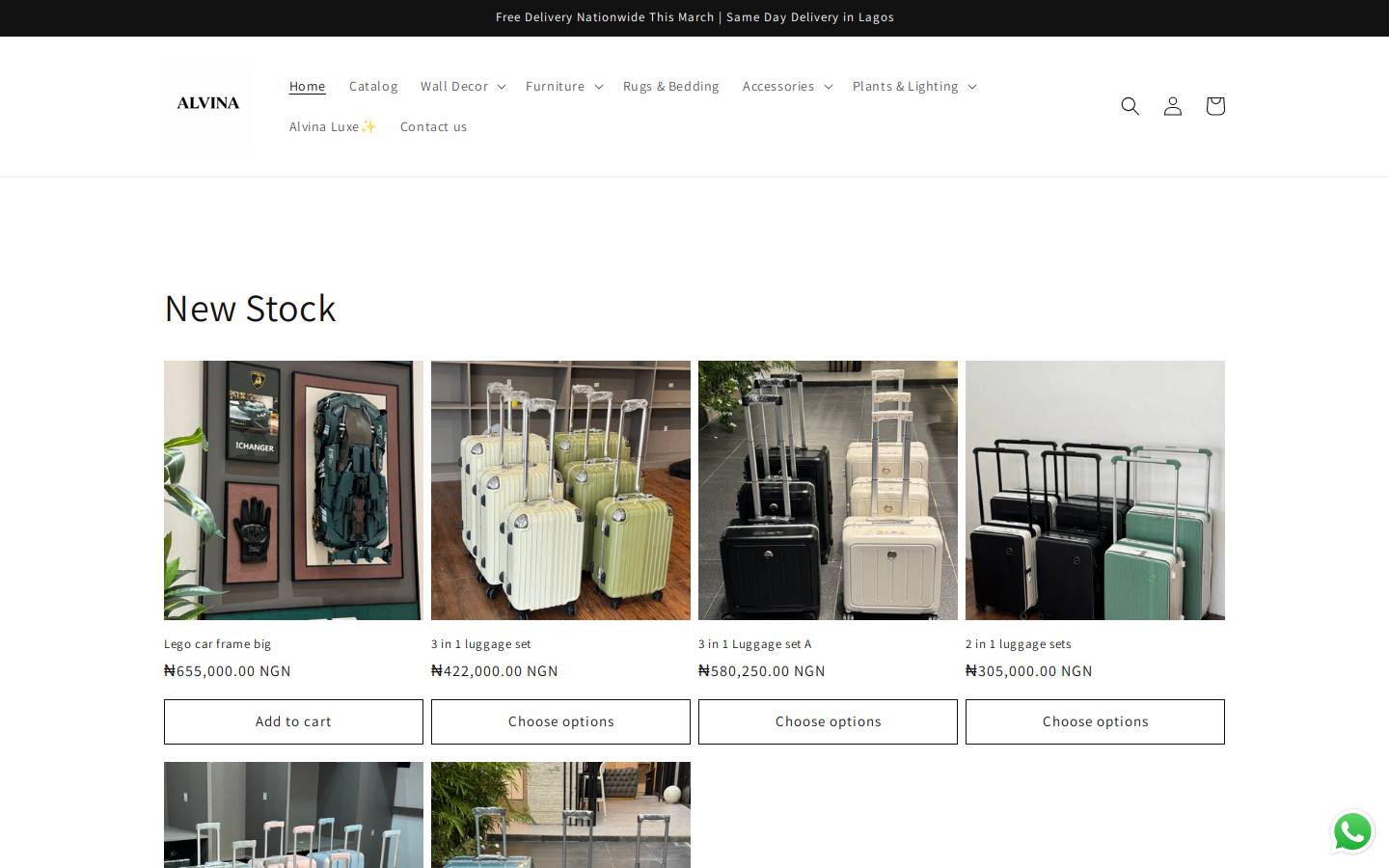alvinainteriors.com homepage screenshot