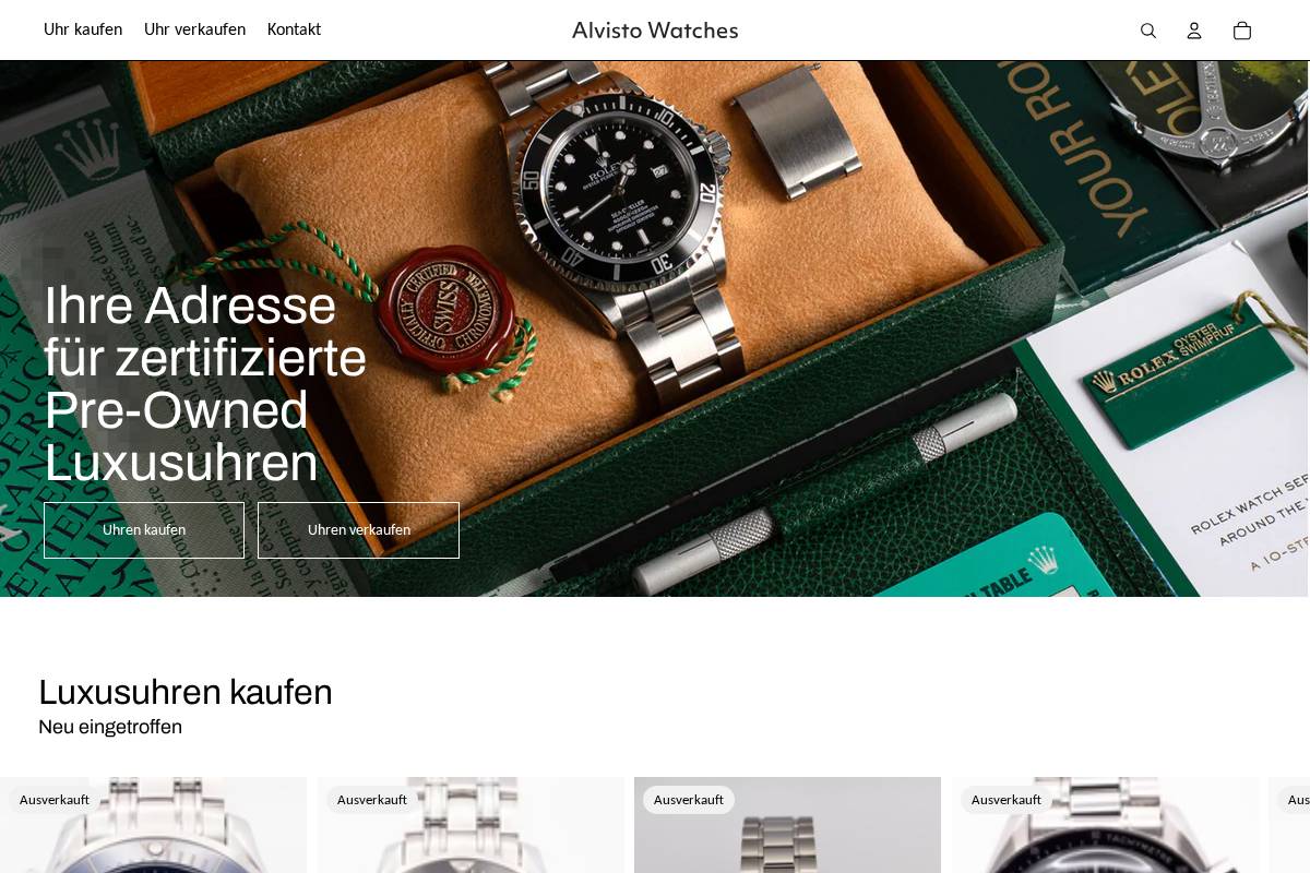 alvistowatches.com homepage screenshot