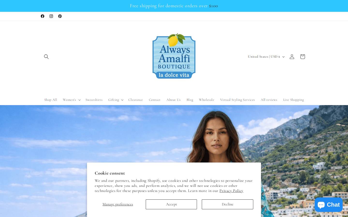 alwaysamalfi.com homepage screenshot