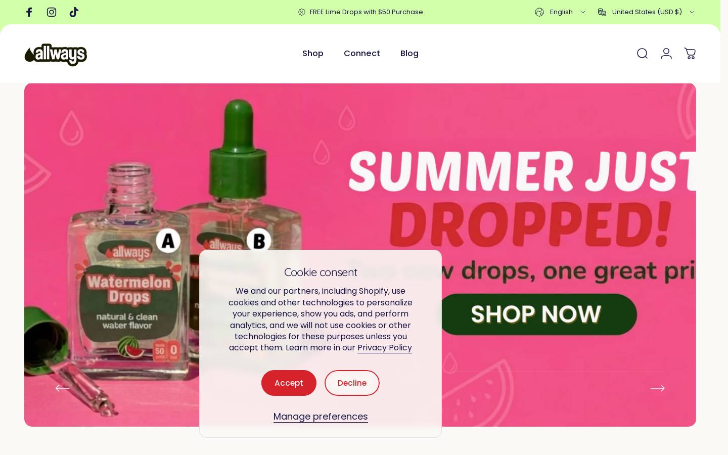 alwaysdrops.com homepage screenshot