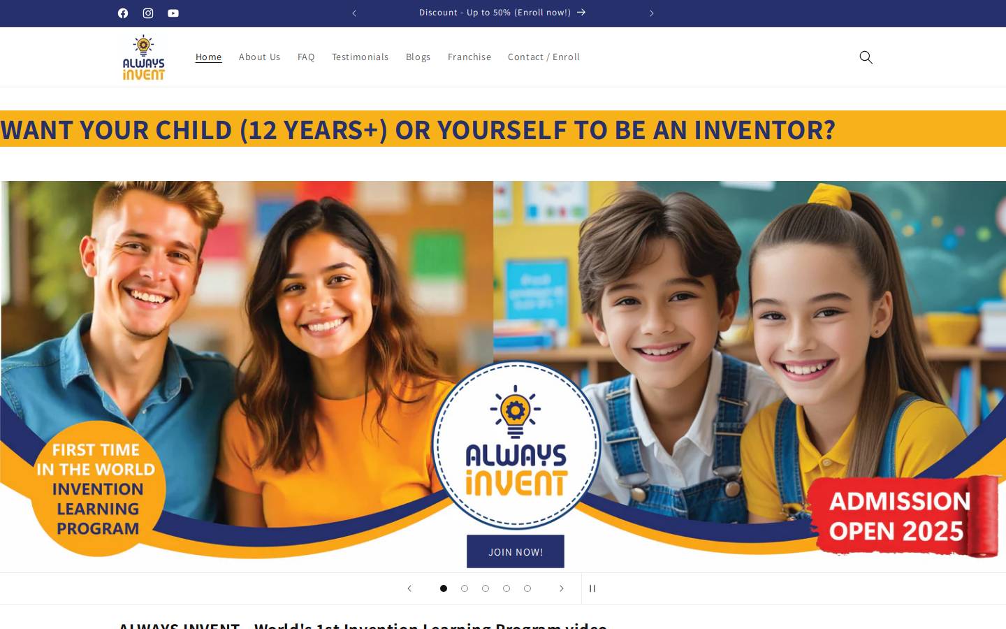 alwaysinvent.com homepage screenshot
