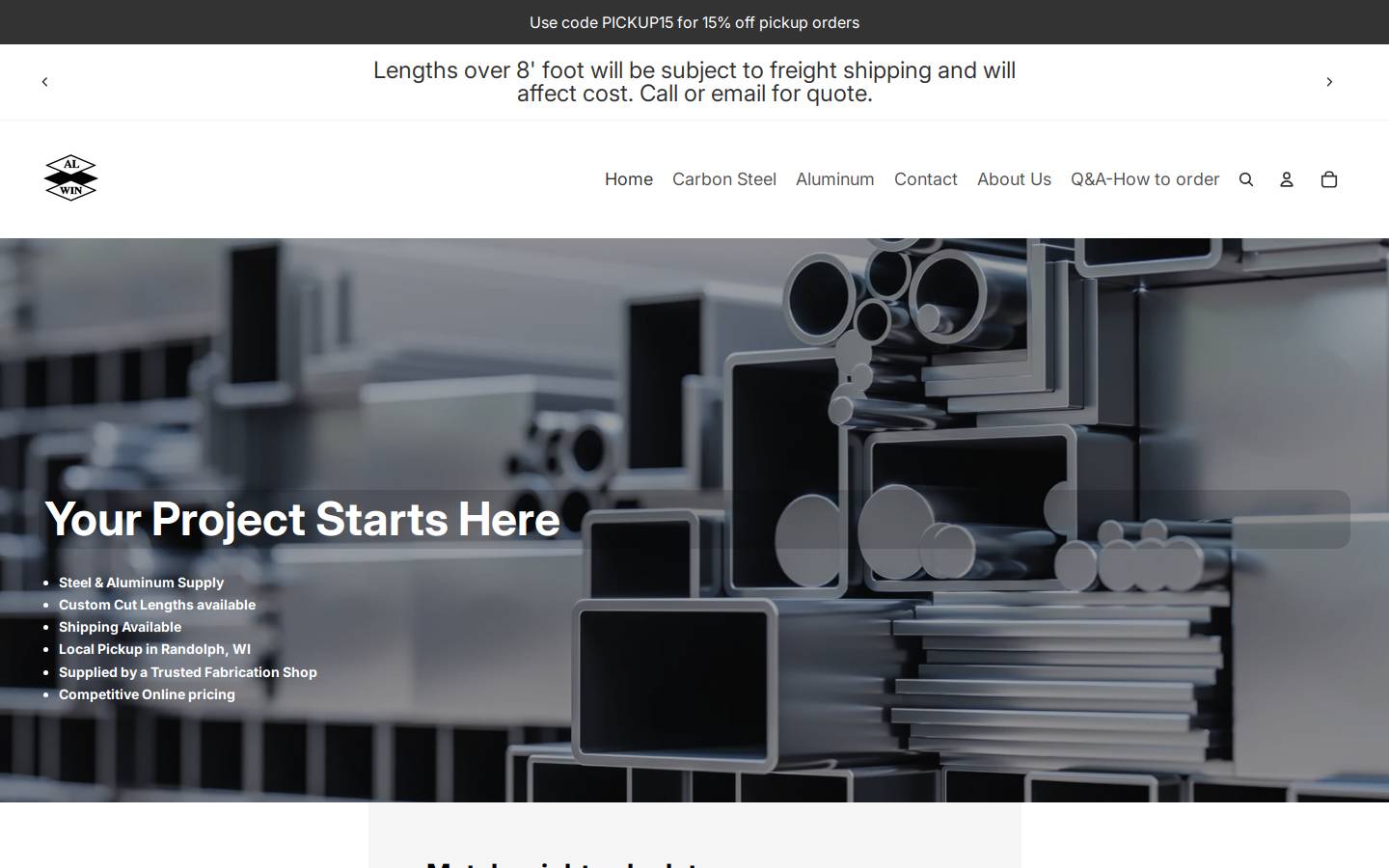 alwinmetals.com homepage screenshot