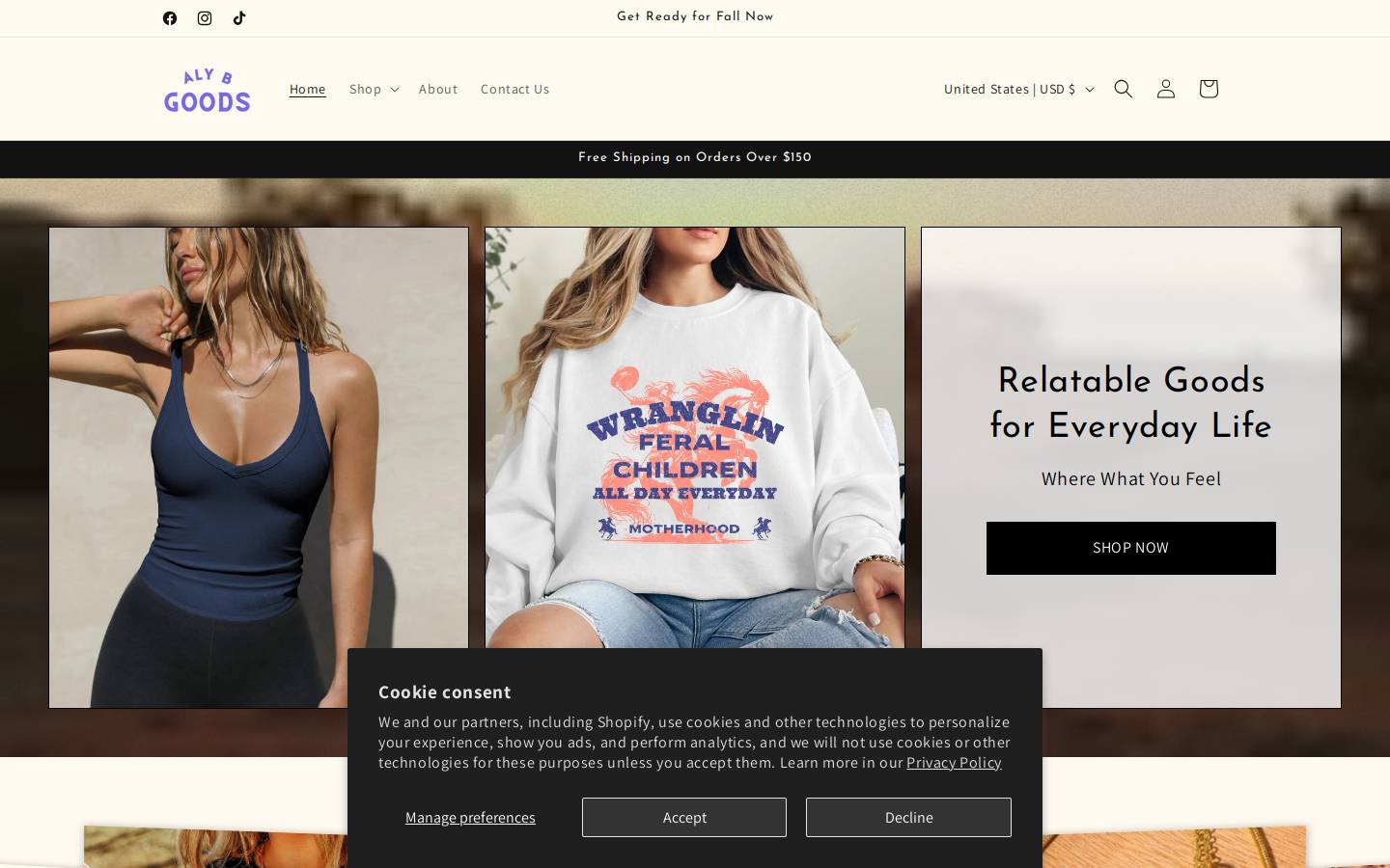 alybgoods.com homepage screenshot