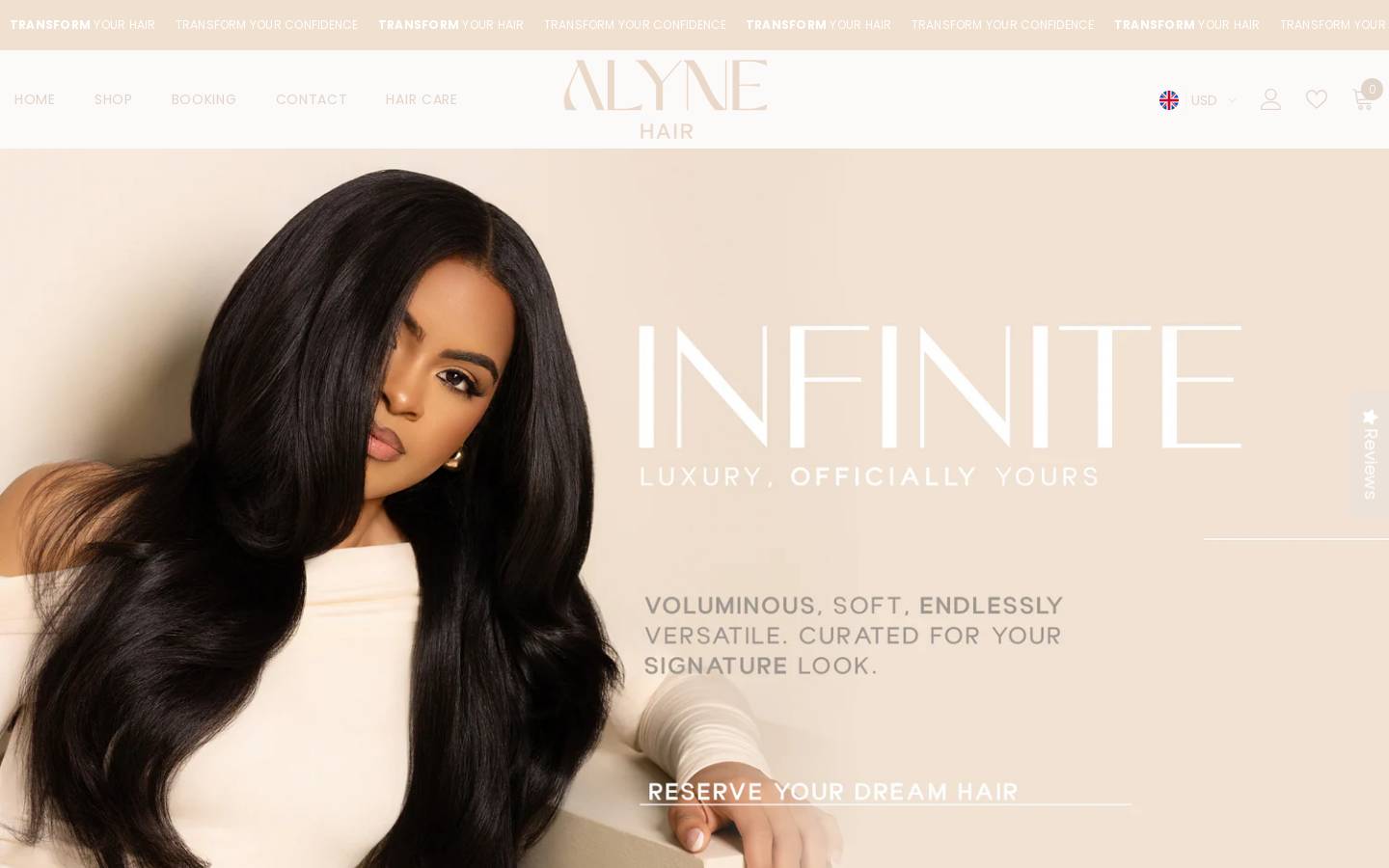 alynehair.com homepage screenshot