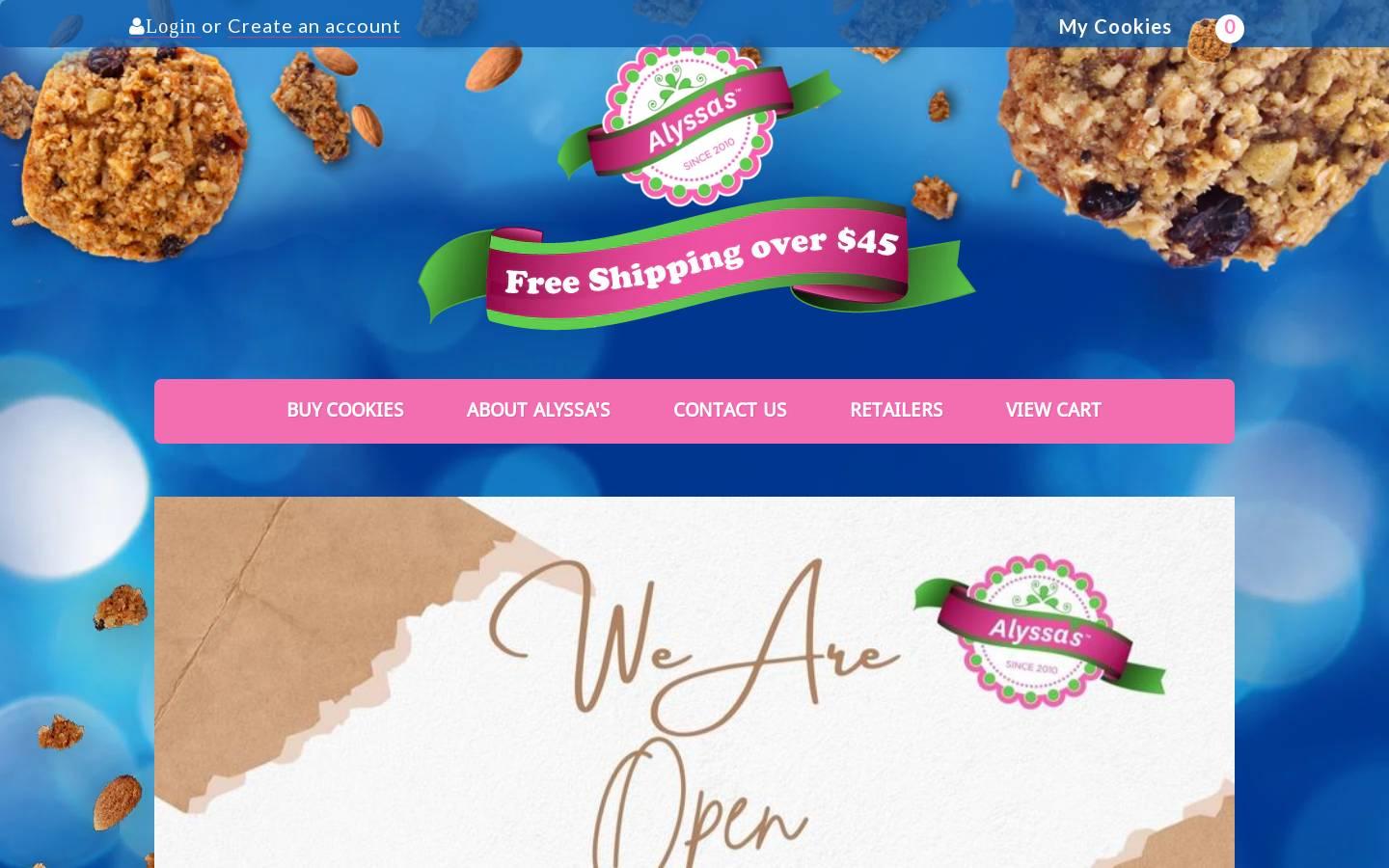 alyssascookies.com homepage screenshot