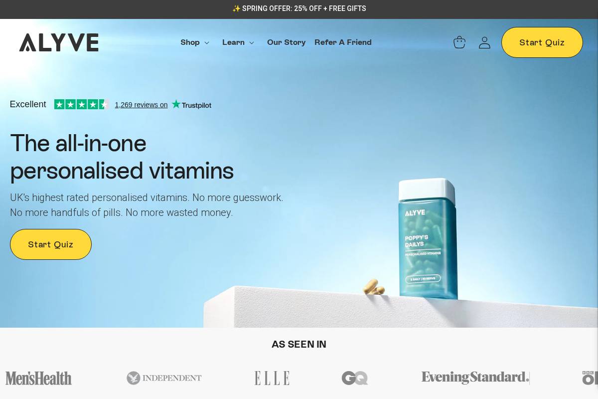 ALYVE homepage screenshot